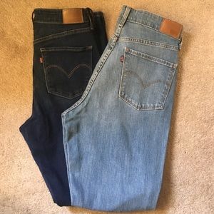 2 pairs Levi’s high rise skinny jeans