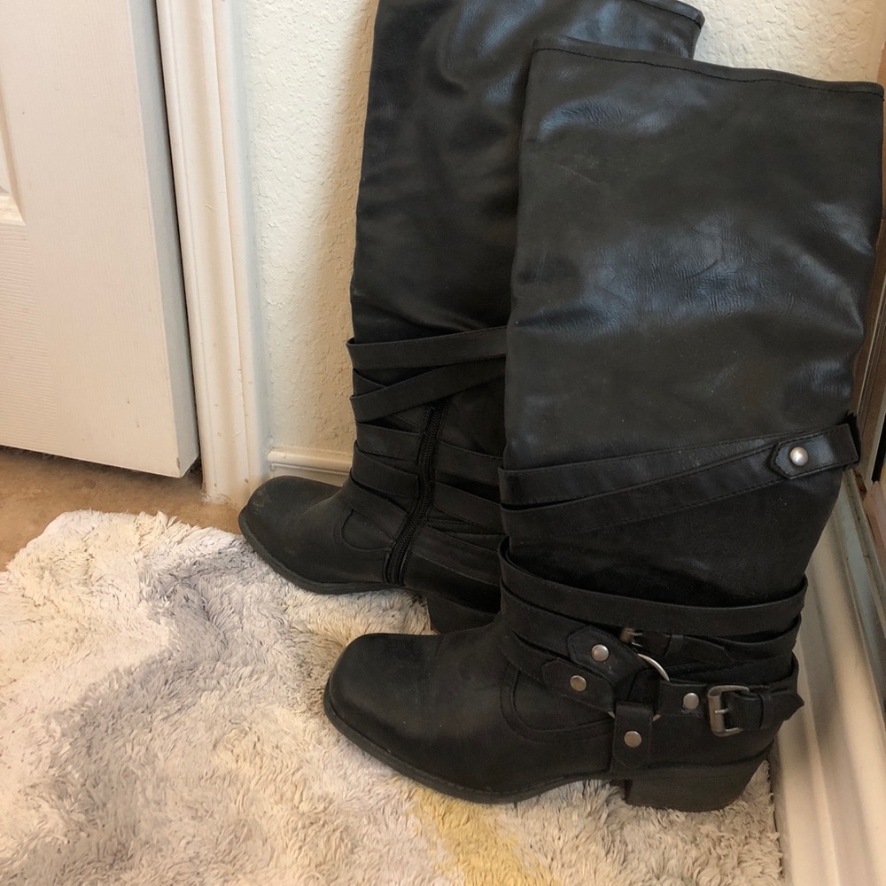 Black zip up boots