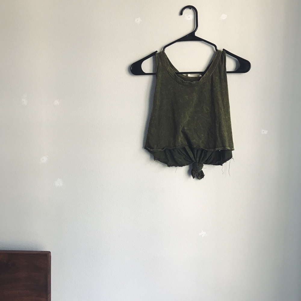 Army green crop top (ties in back)
