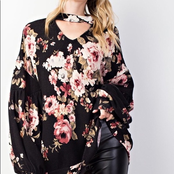 Vintage Floral Tunic- BLACK - Picture 4 of 6