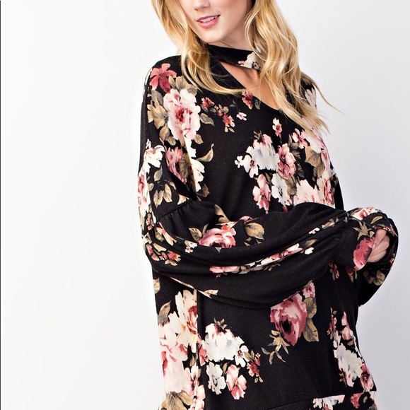 Vintage Floral Tunic- BLACK - Picture 6 of 6