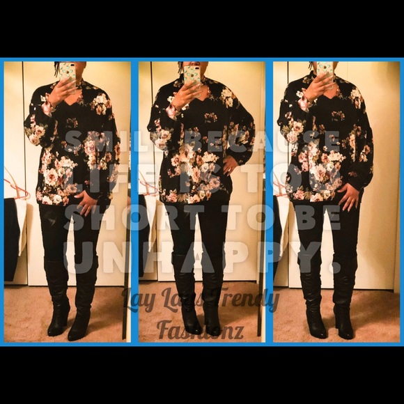 Vintage Floral Tunic- BLACK - Picture 3 of 6