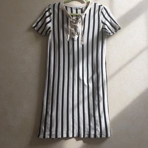 Zara Trafaluc striped lace up dress