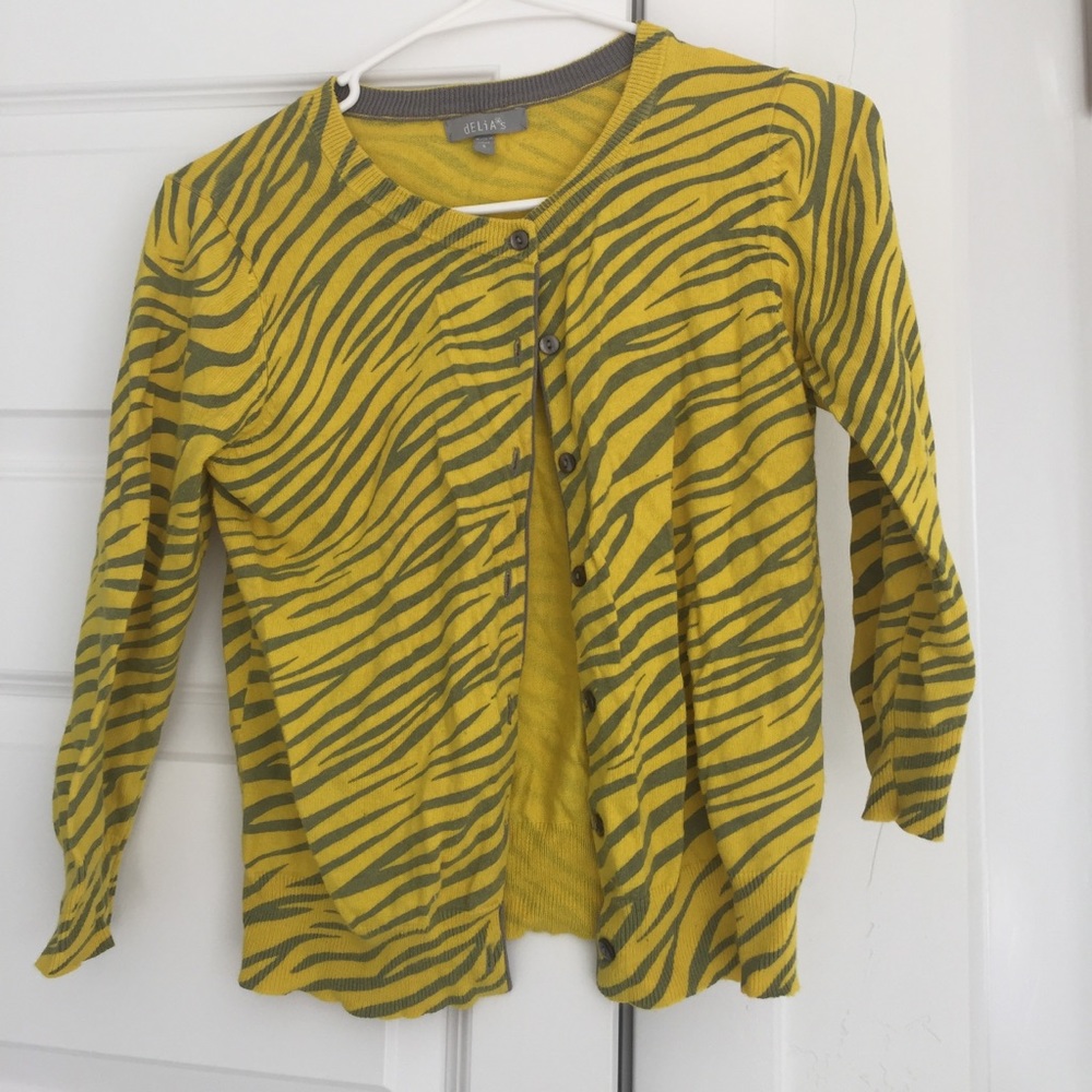 Cute yellow and olive zebra cardigan