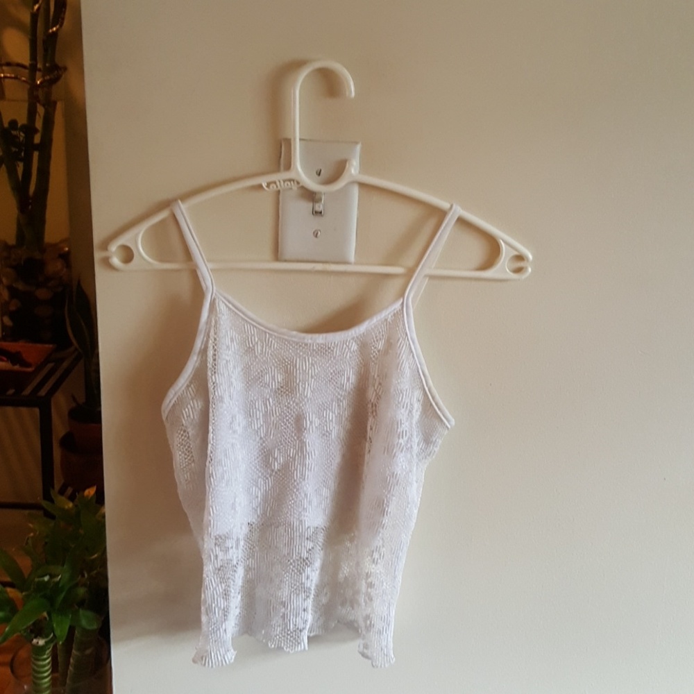 White Net Crop Top