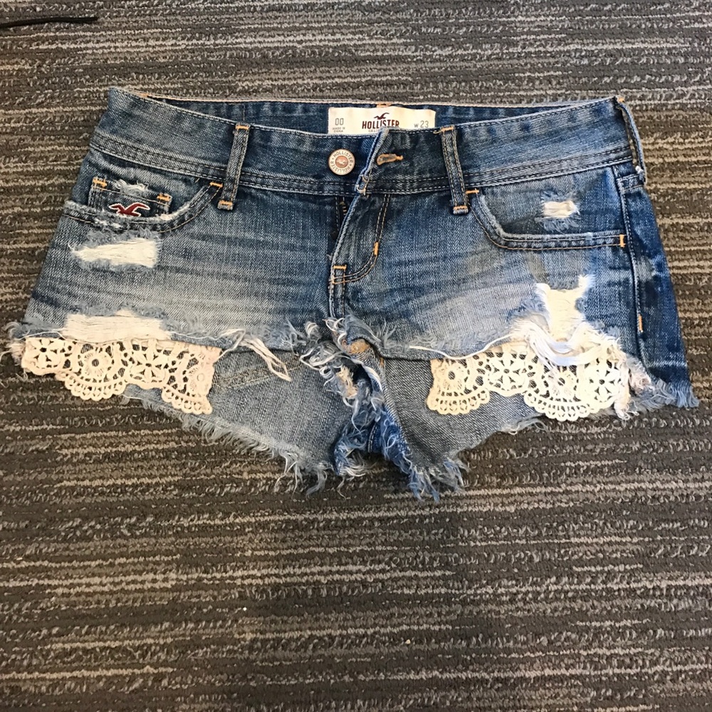 holister jean shorts with lace pockets