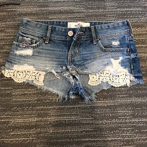 holister jean shorts with lace pockets