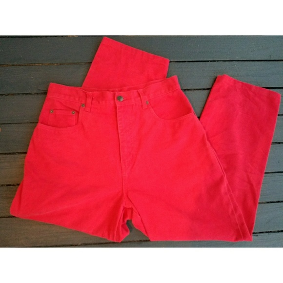 Vintage Bill Blass Easy Fit Red Jeans 8 Petite - Picture 2 of 8