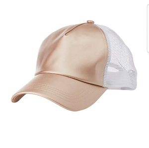 SALERose gold leather feel trucker hat used twice!
