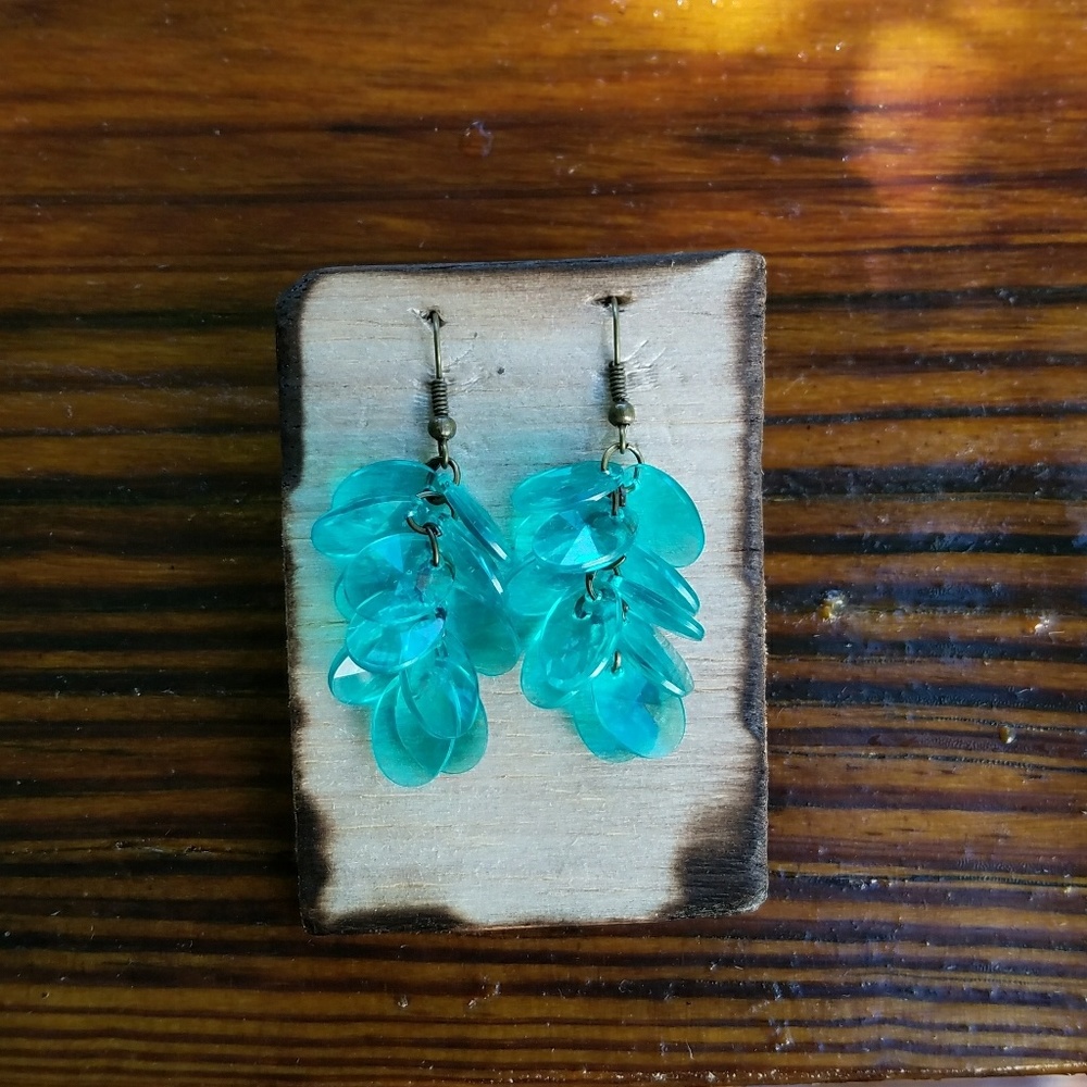Handmade "Bella" Earrings in Teal / Crystal Blue