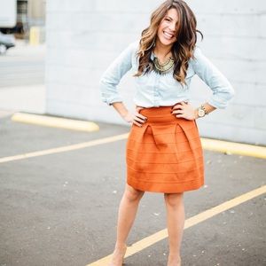 Burnt orange flare skirt