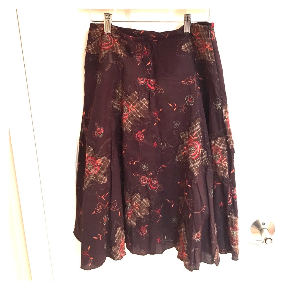 Embroidered & appliqué brown dress - fall colors