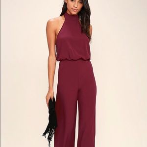 Wine Halter Jumpsuit- LuLus