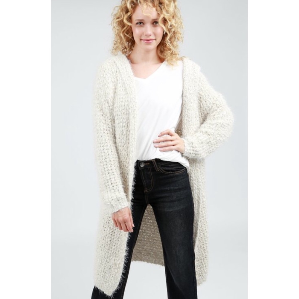 KALIANA Soft Fuzzy Natural Beige Cardigan