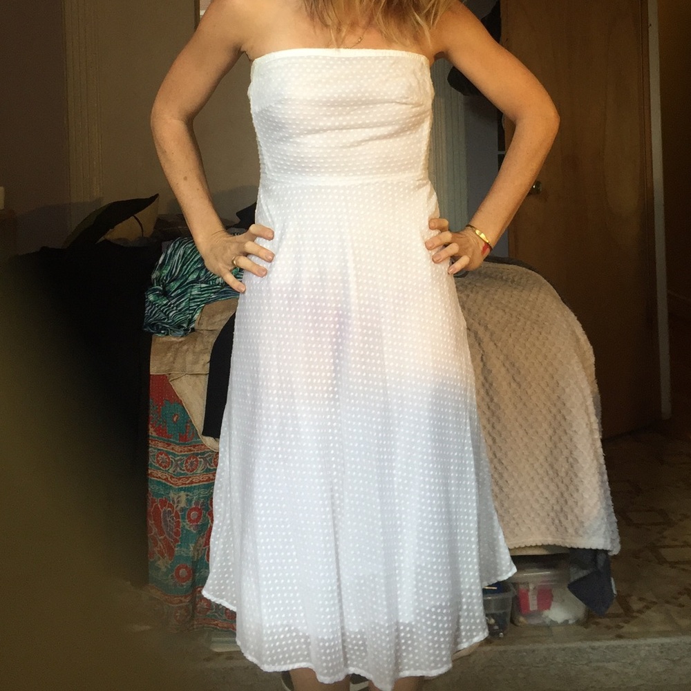 J crew white strapless cotton dress