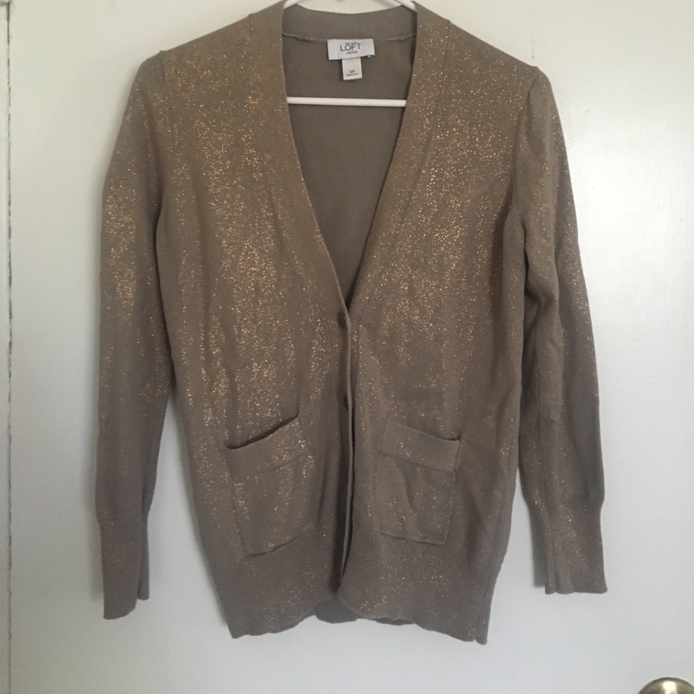 🆕LISTING: METALLIC AND TAN CARDIGAN