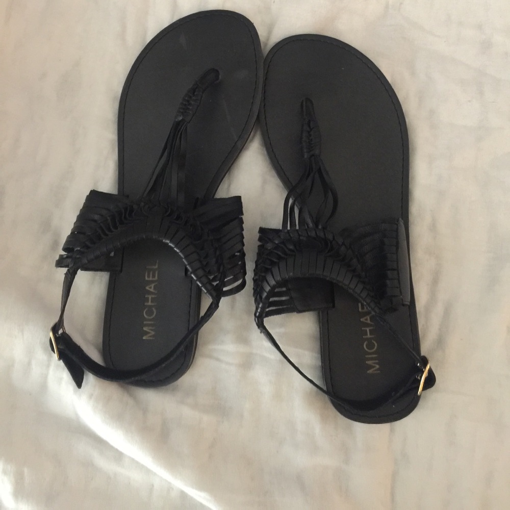 Black strappy sandals, worn once