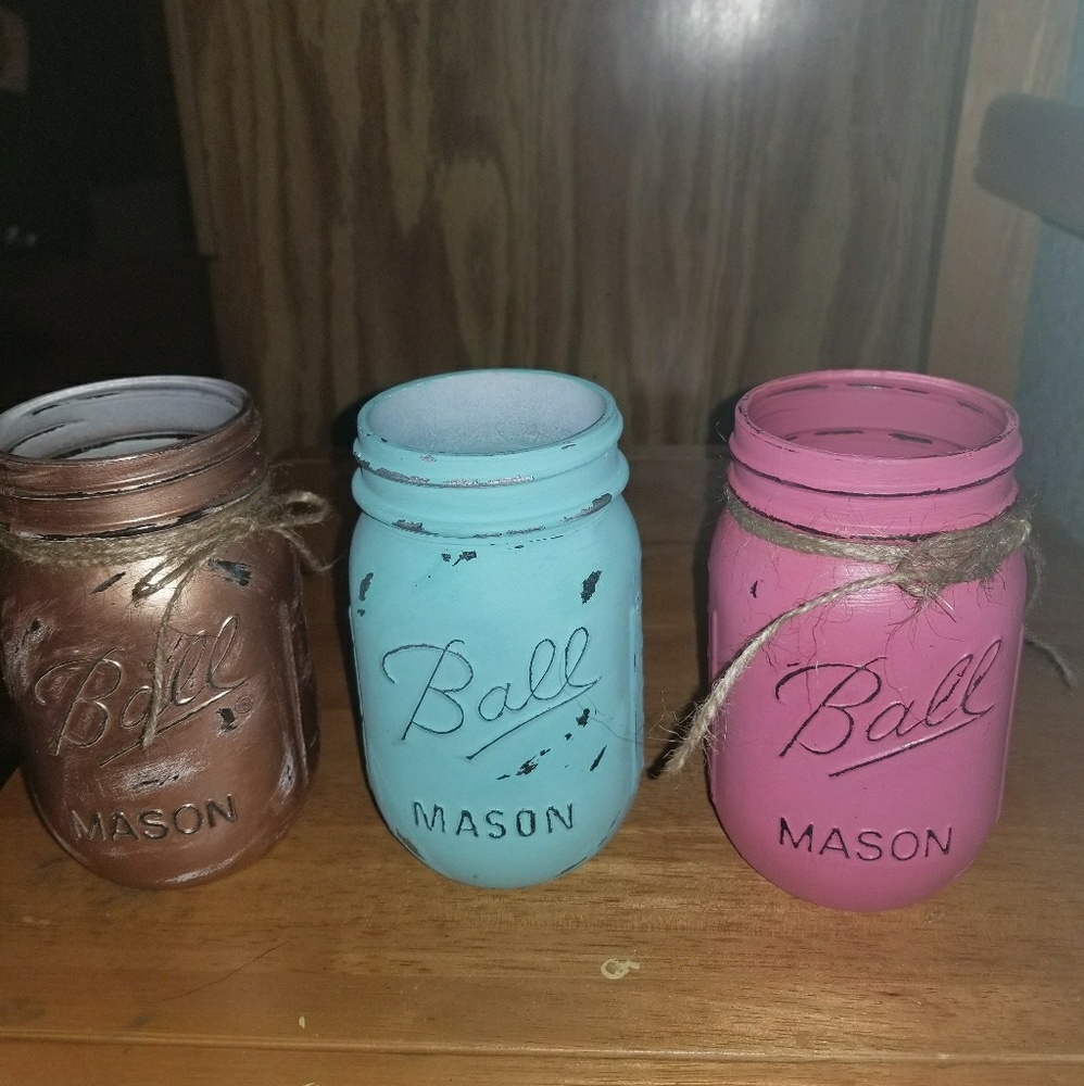 Distressed mason jars