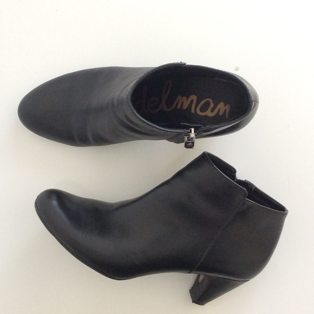Sam Edelman Soft Black Leather Booties Heels 8.5