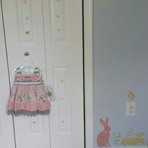 Baby girl dress, pink and grey, NWT