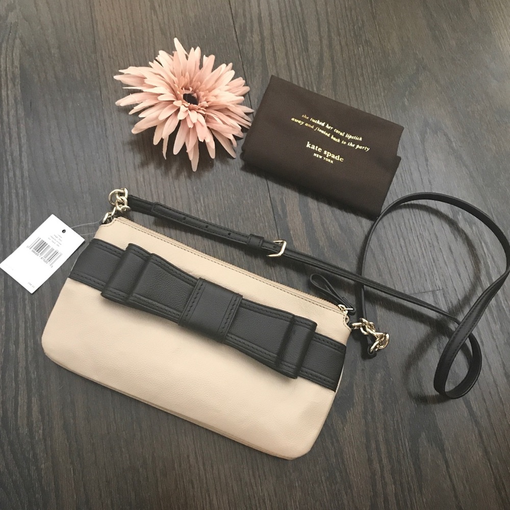 Kate Spade Celina Black & Beige Bow Crossbody Bag