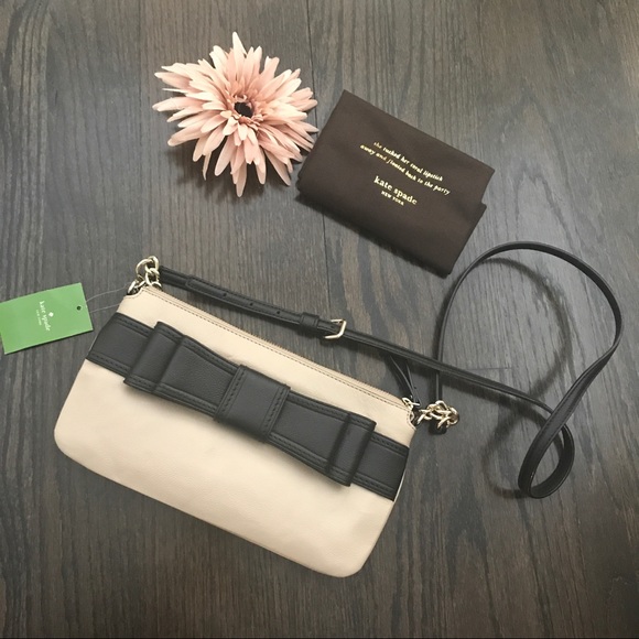 Kate Spade Celina Black & Beige Bow Crossbody Bag - Picture 2 of 6