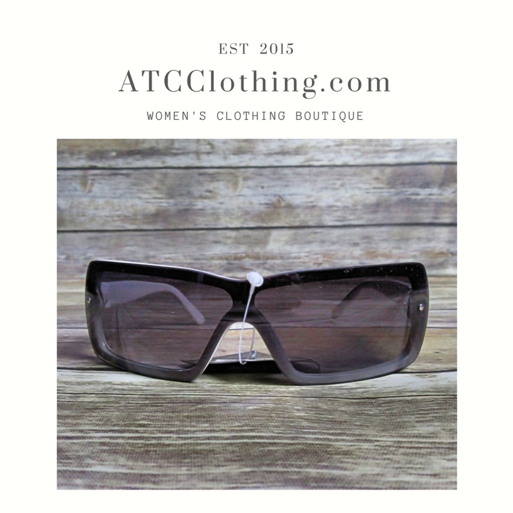 Dark Brown Tinted Shield White Frame Sunglasses