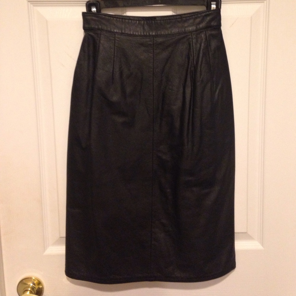 Vintage black leather skirt