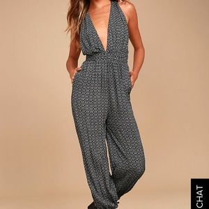 Black and White Print Halter Jumper