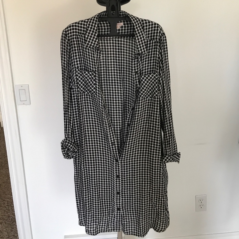 Gingham shirt dress