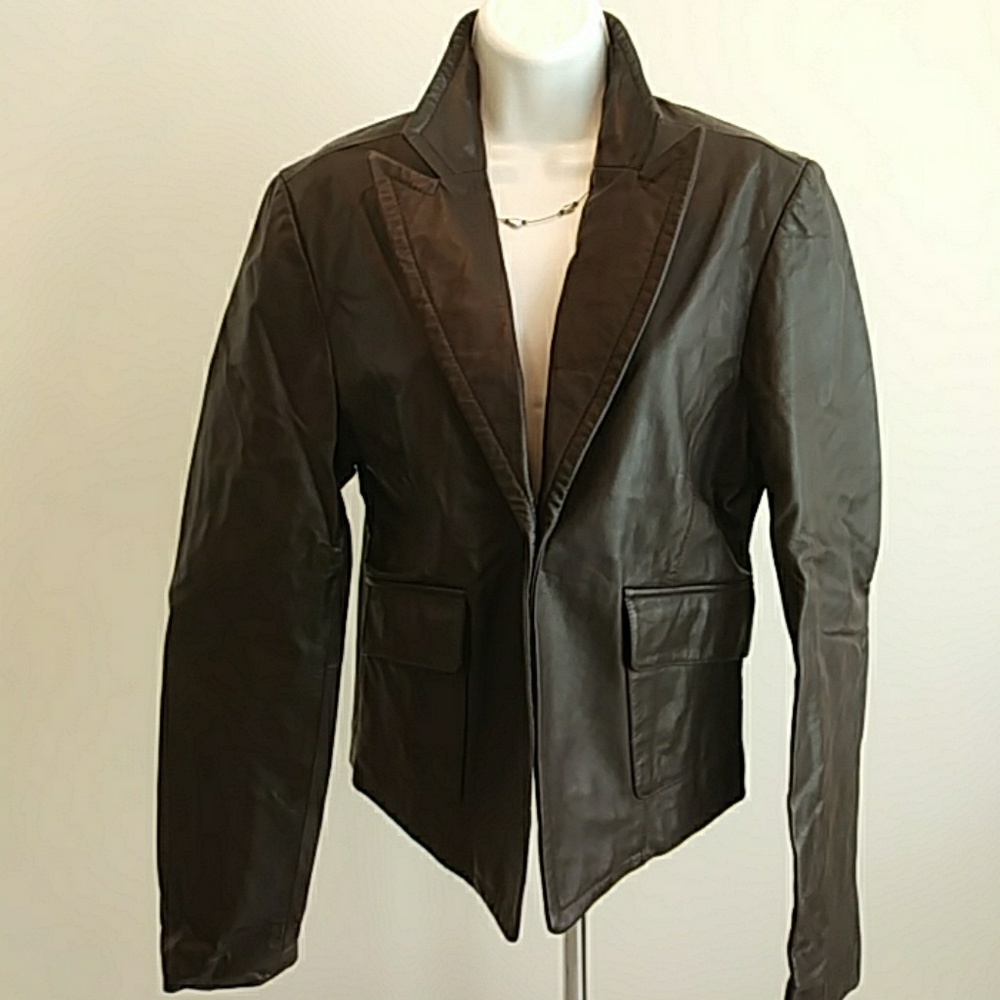 bebe Brown Leather Blazer
