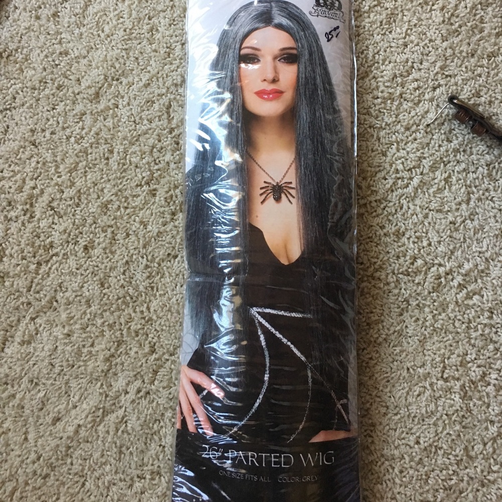26" long gray wig Halloween witch