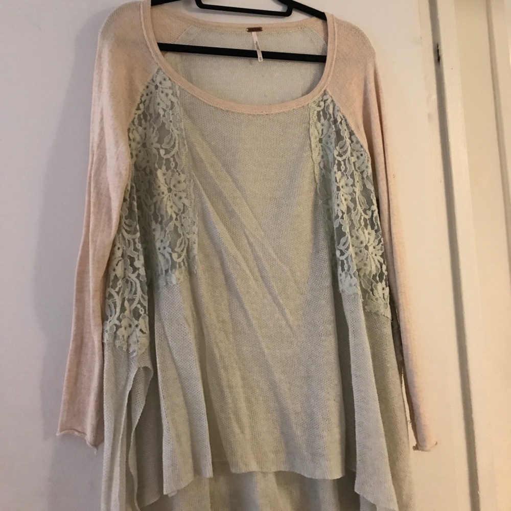 Free People Lace Long Sleeve Shirt
