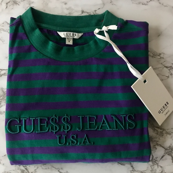GUESS X A$AP ROCKY SS REACTIVE STRIPE CREW - Picture 1 of 2