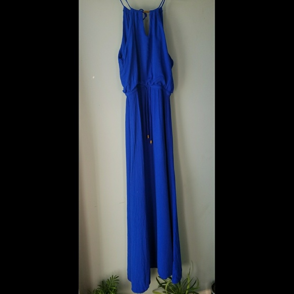Like New Royal Blue Grecian Maxi Dress - Picture 3 of 7