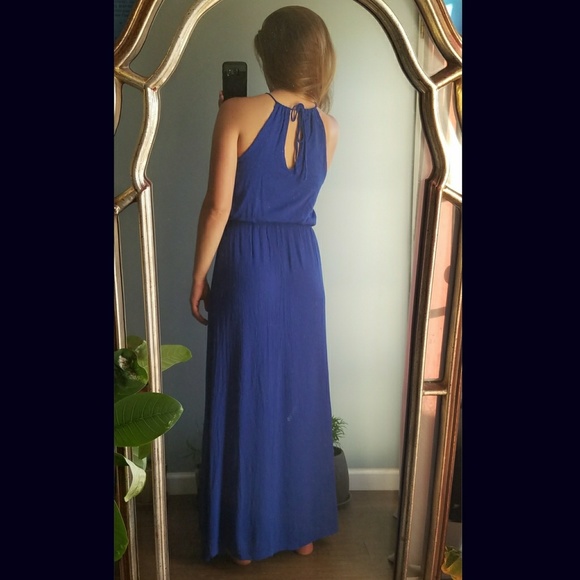 Like New Royal Blue Grecian Maxi Dress - Picture 2 of 7