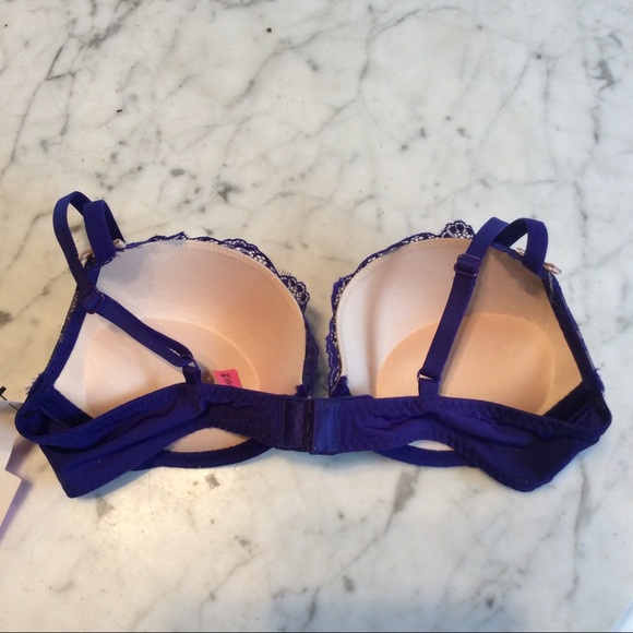 NWT Betsey Johnson Blue Lace Push Up Bra 34B - Picture 2 of 5