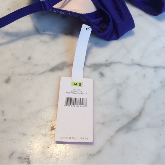 NWT Betsey Johnson Blue Lace Push Up Bra 34B - Picture 3 of 5