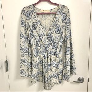 Blue/White Patterned Romper