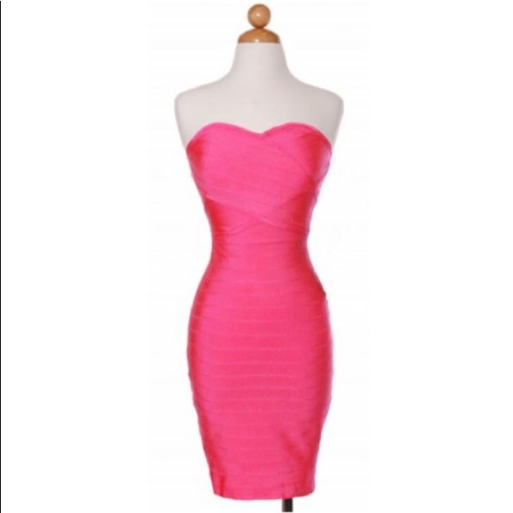 Neon Pink Bandage Dress NWT