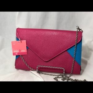 Envelope x-body purse handbag pink blue