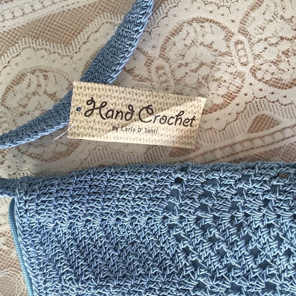 Hand Crocheted Blue Shoulder Purse - Picture 2 of 4