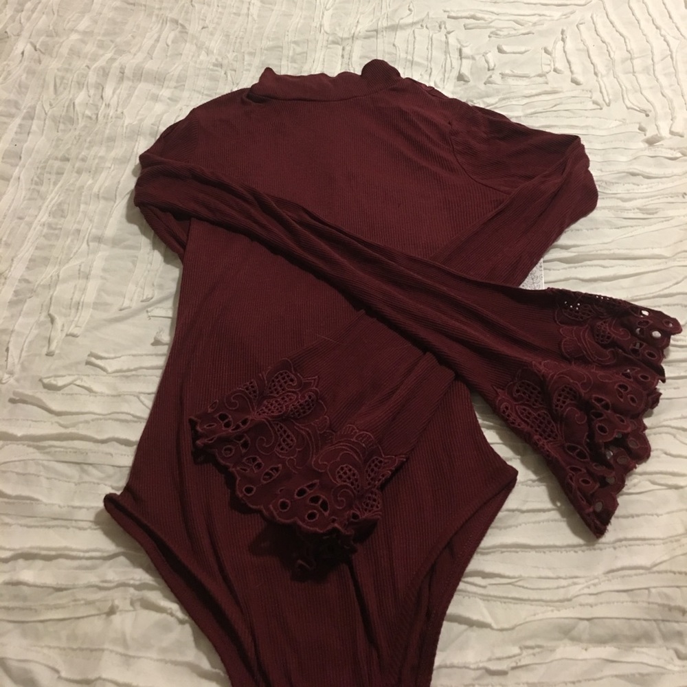 Maroon Free People bodysuit