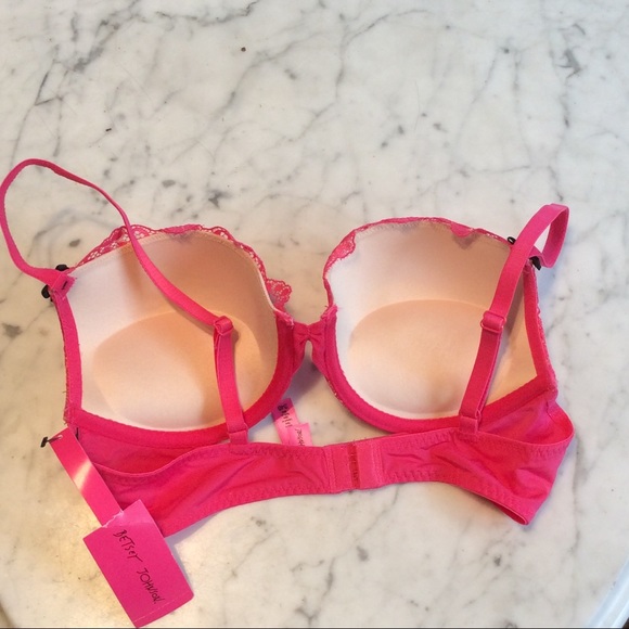 NWT Betsey Johnson Pink Lace Push Up Bra 34B - Picture 2 of 5