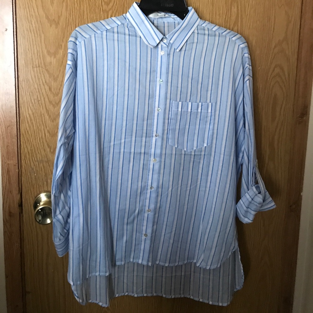Blue pinstriped top