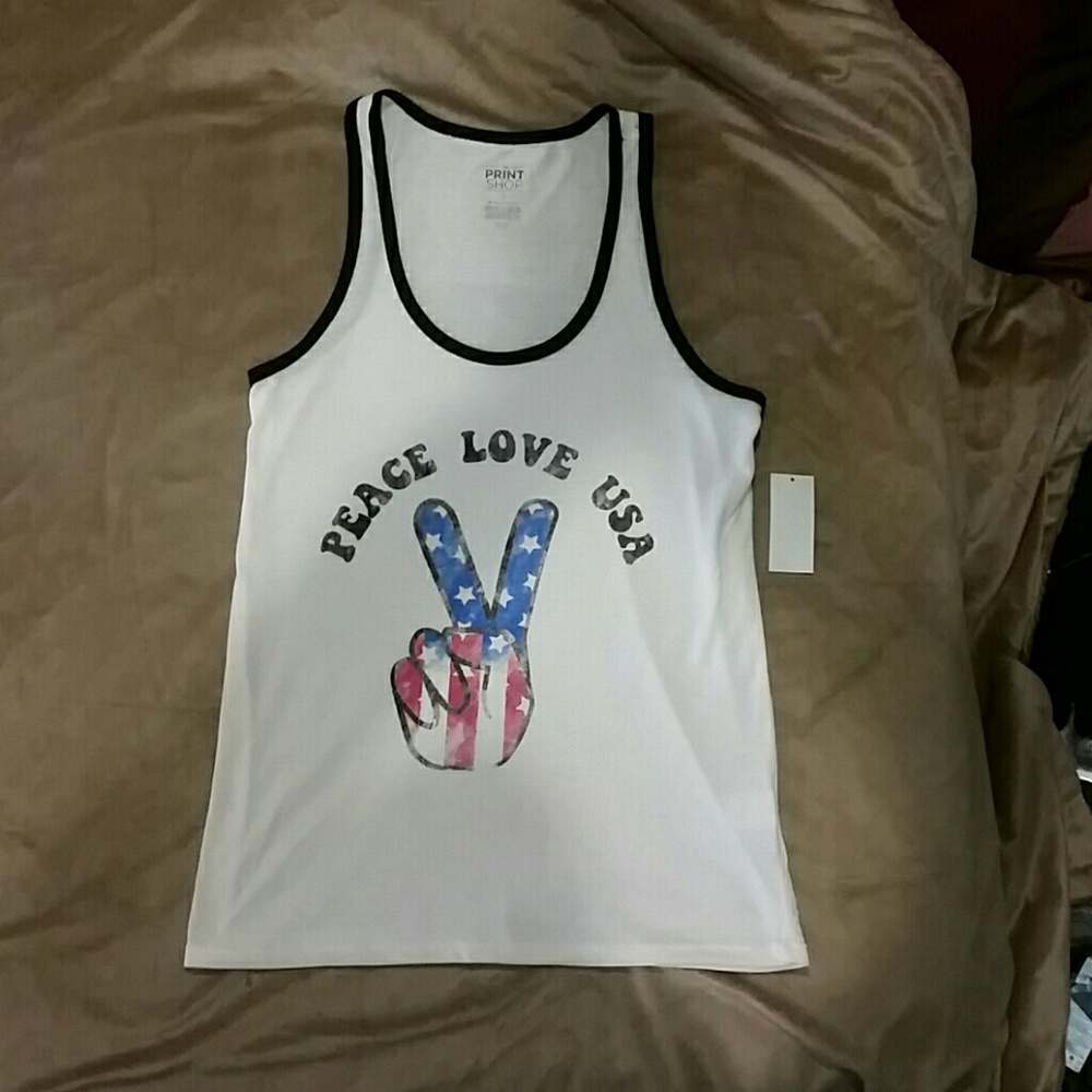 Peace Love USA Tank Top New Small