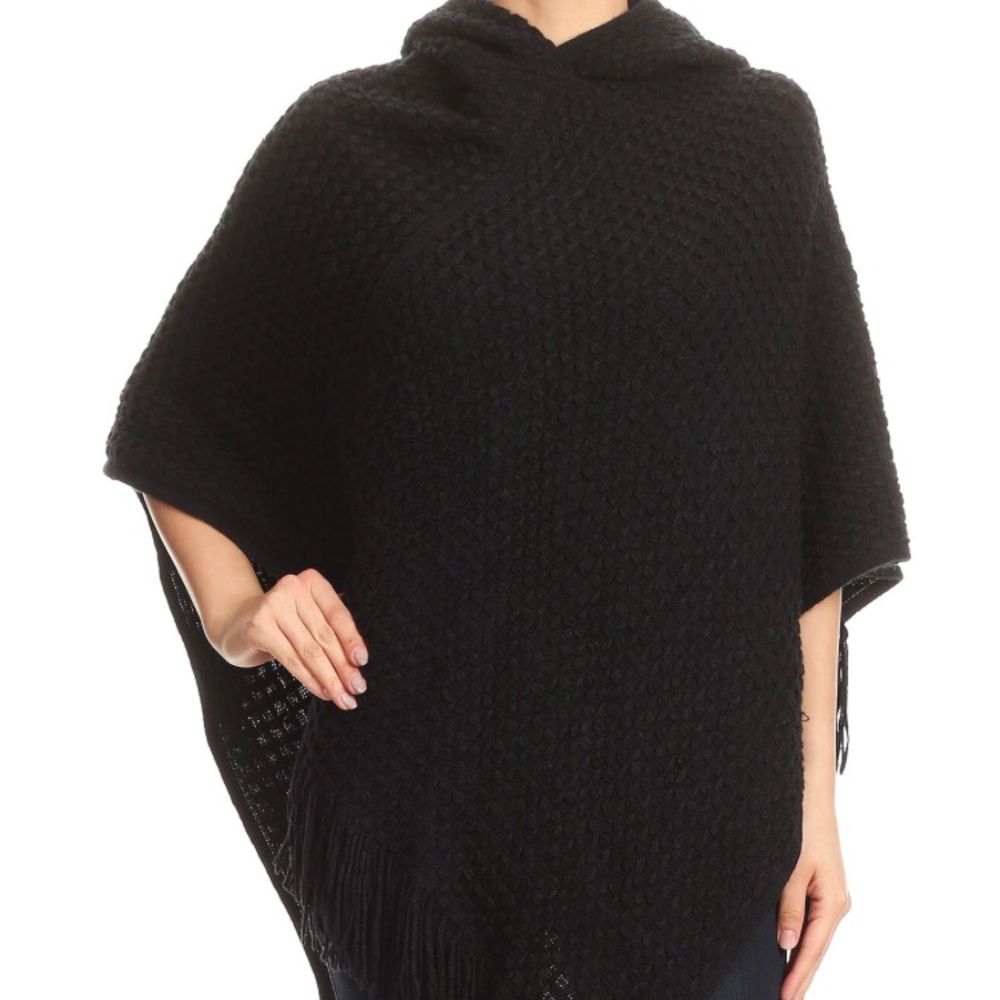 1 HOUR SALE!!! Black Hooded Poncho