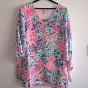 Lilly Pulitzer Miri Silk Caftan in Tiki Pink