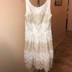 WHBM NWT White and Tan Dress