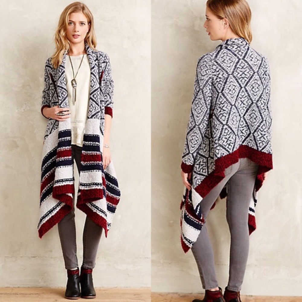 Anthropologie Zig Jacquard Blanket Cardigan